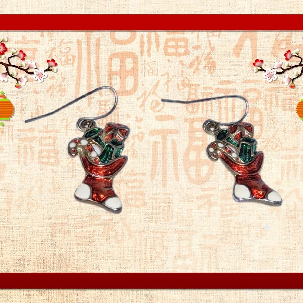 Stockings Full of Gifts Christmas Earrings